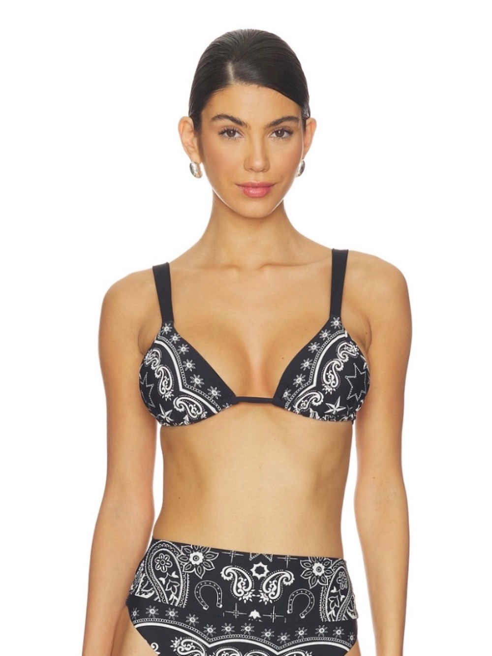 Beach Riot Sage Triangle Bikini Top in Bandana Black